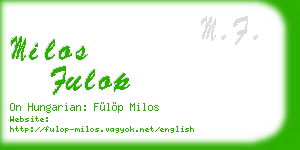 milos fulop business card